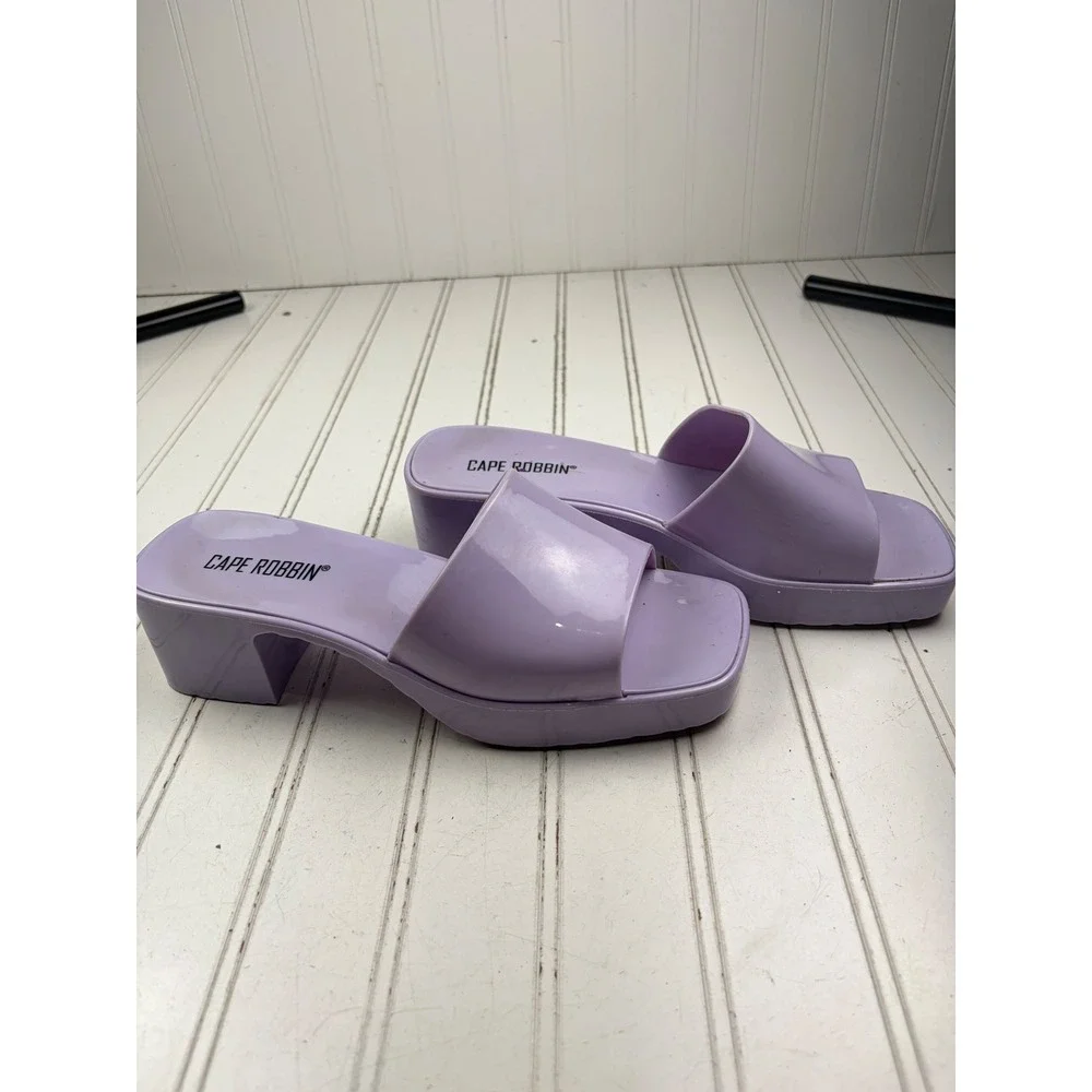 Cape Robbin Purple Jelly Chunky Block Heel Sandals Women's Size 9